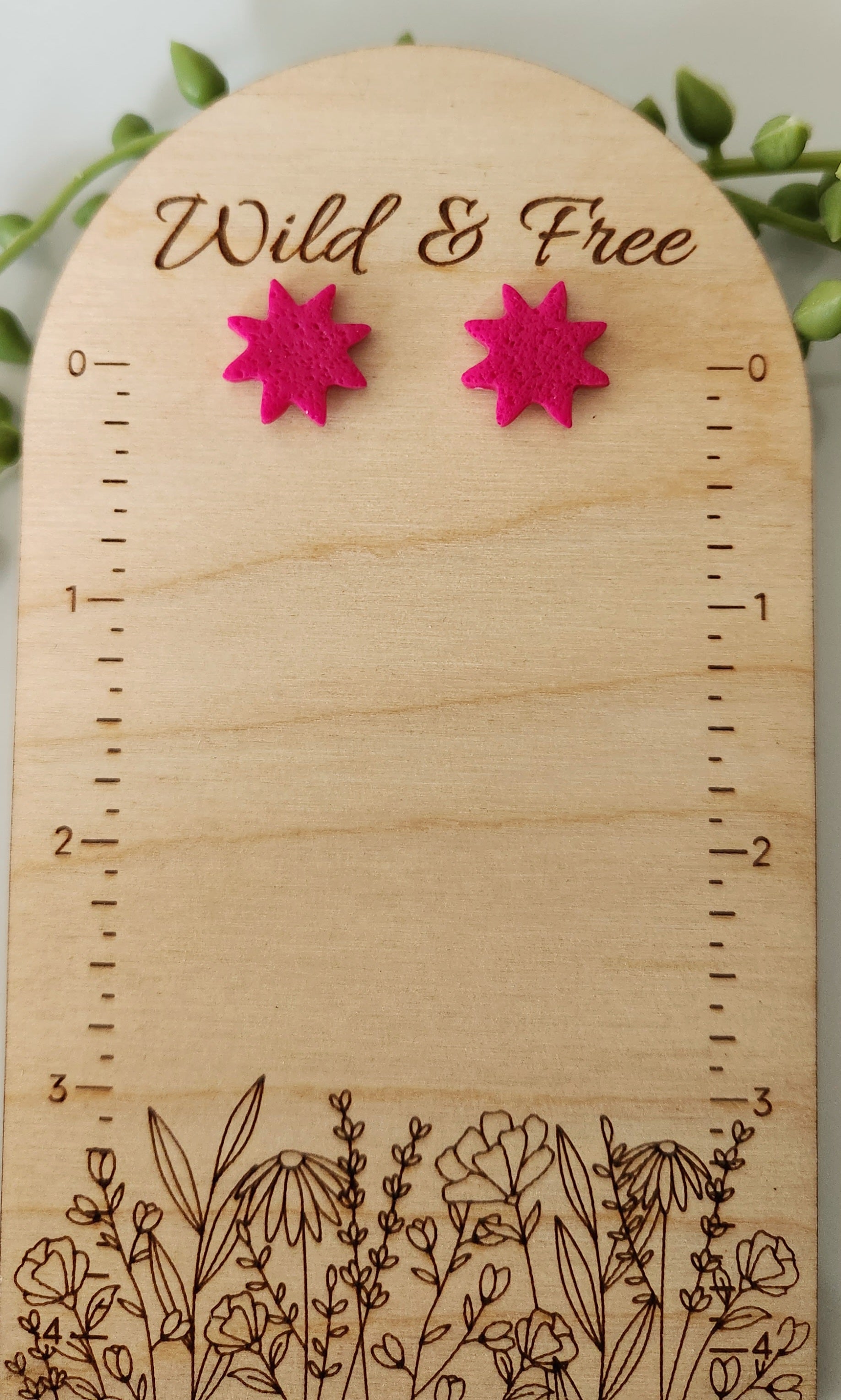 Handmande Polymer Clay Earring Studs! Beautiful, bold, lightweight clay star studs! Add a pop of color to your outfit with this matte textured stud. Approximately .5".