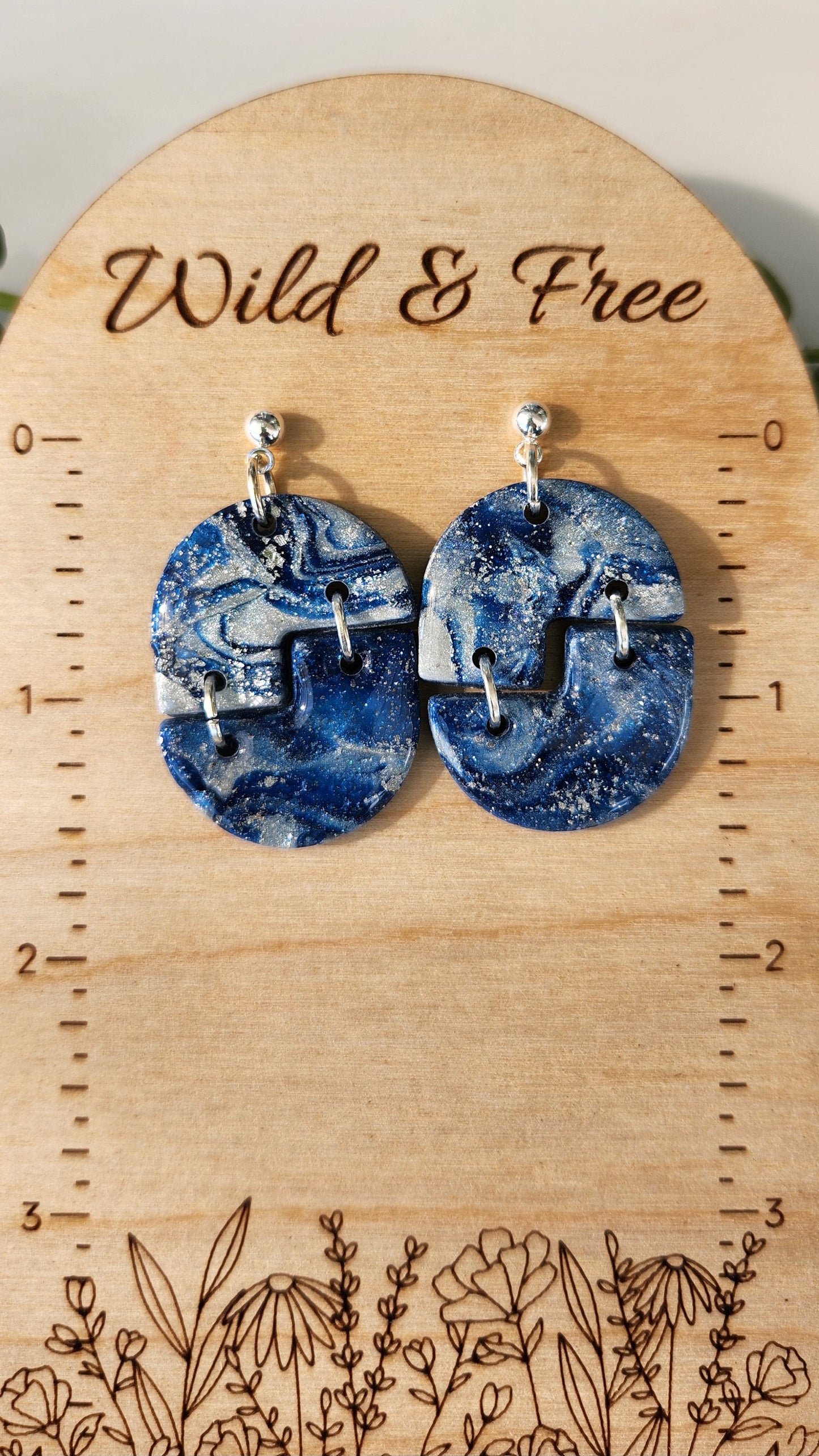 Navy Blend Clay Earrings