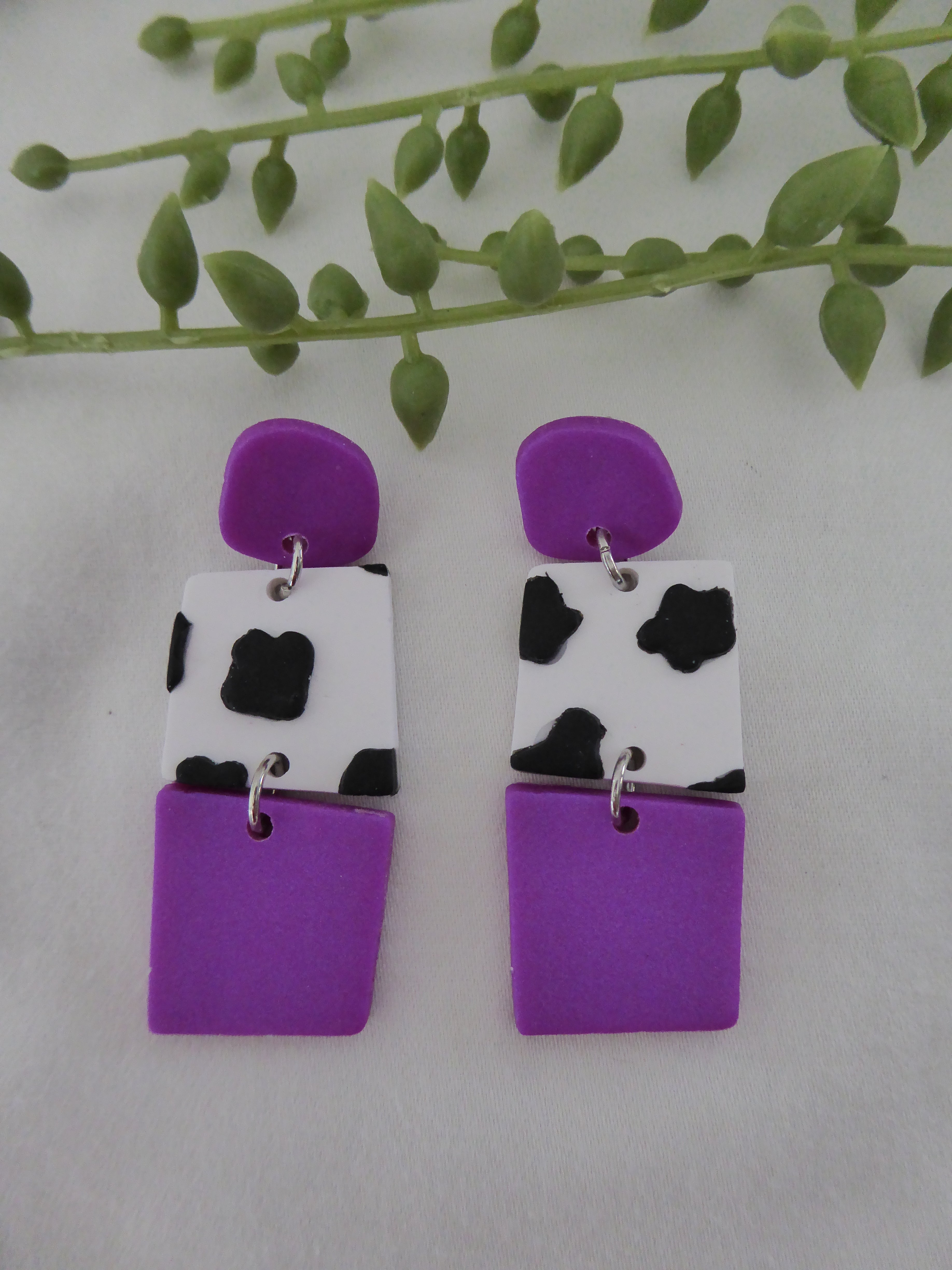 Purple deals clay earrings